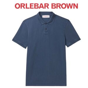 Orlebar Brown Jarrett Washed Cotton-Piqué Polo Shirt men’s navy medium new